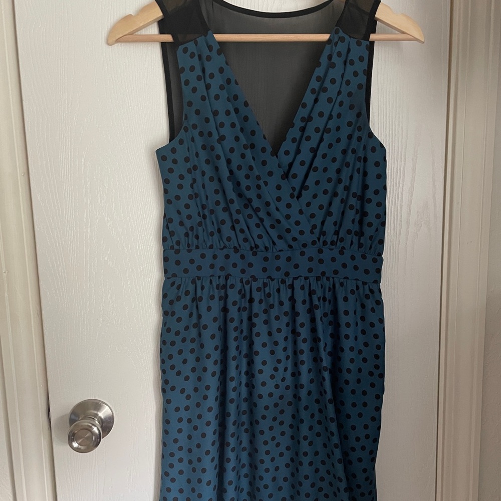 BCBG size 0 teal polka dot